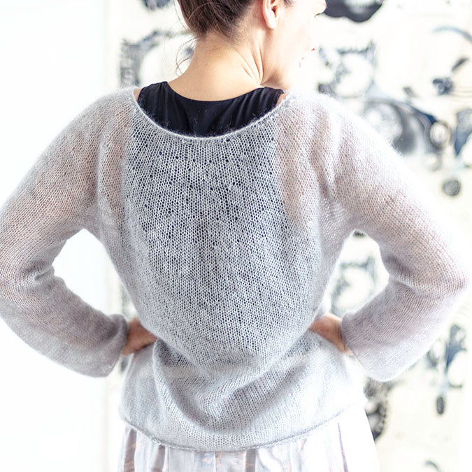Pullover mit runder Passe aus Mohairseide "The Air Sweater" Strickmuster