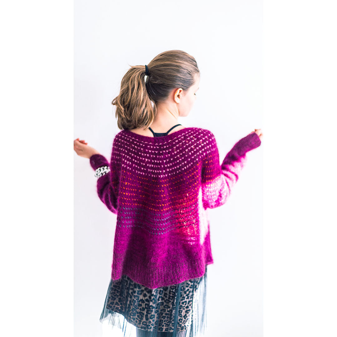 Yoke Sweater Knitting Pattern, Mohair Silk, Slipped Stitch, The Binary Code